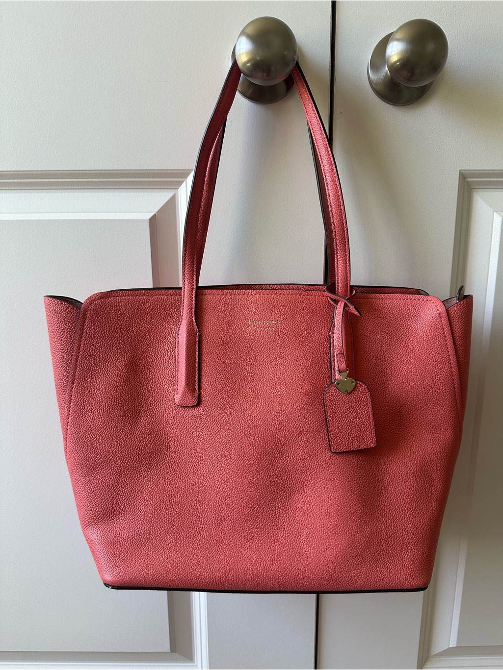 Kate Spade Coral-Peach Pebble Leather Tote